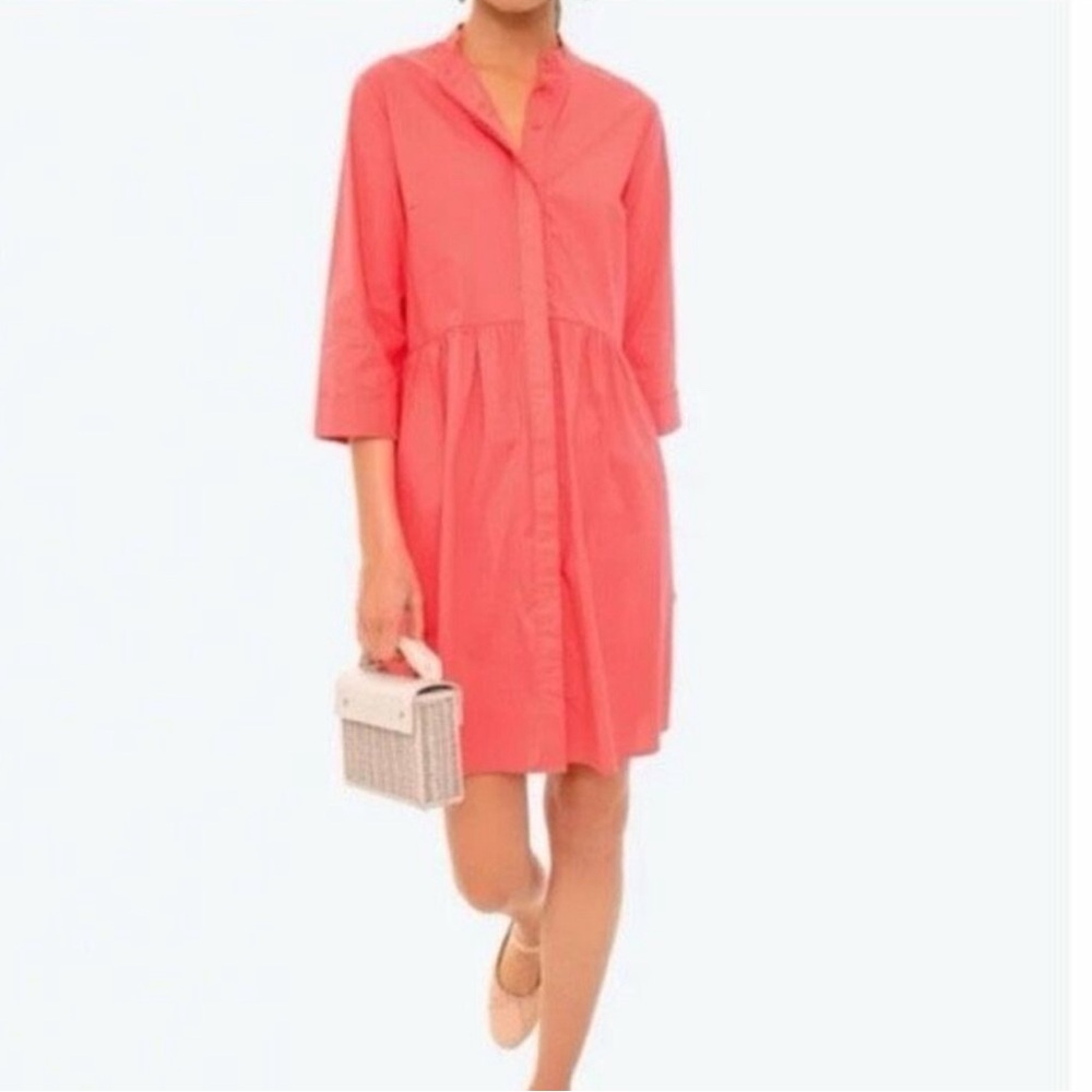 NEW Tuckernuck Poppy Pink Cotton Poplin Royal Shirt Dress Women's Size XS